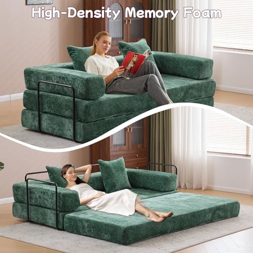 Foldable Floor Sofa Bed with Pillow Back and Armrest, Dark Gray S29408