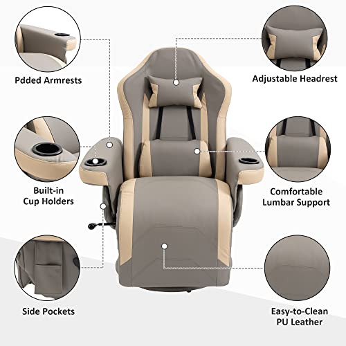 Manual Recliner Armchair PU Leather with Adjustable Leg Rest A176594