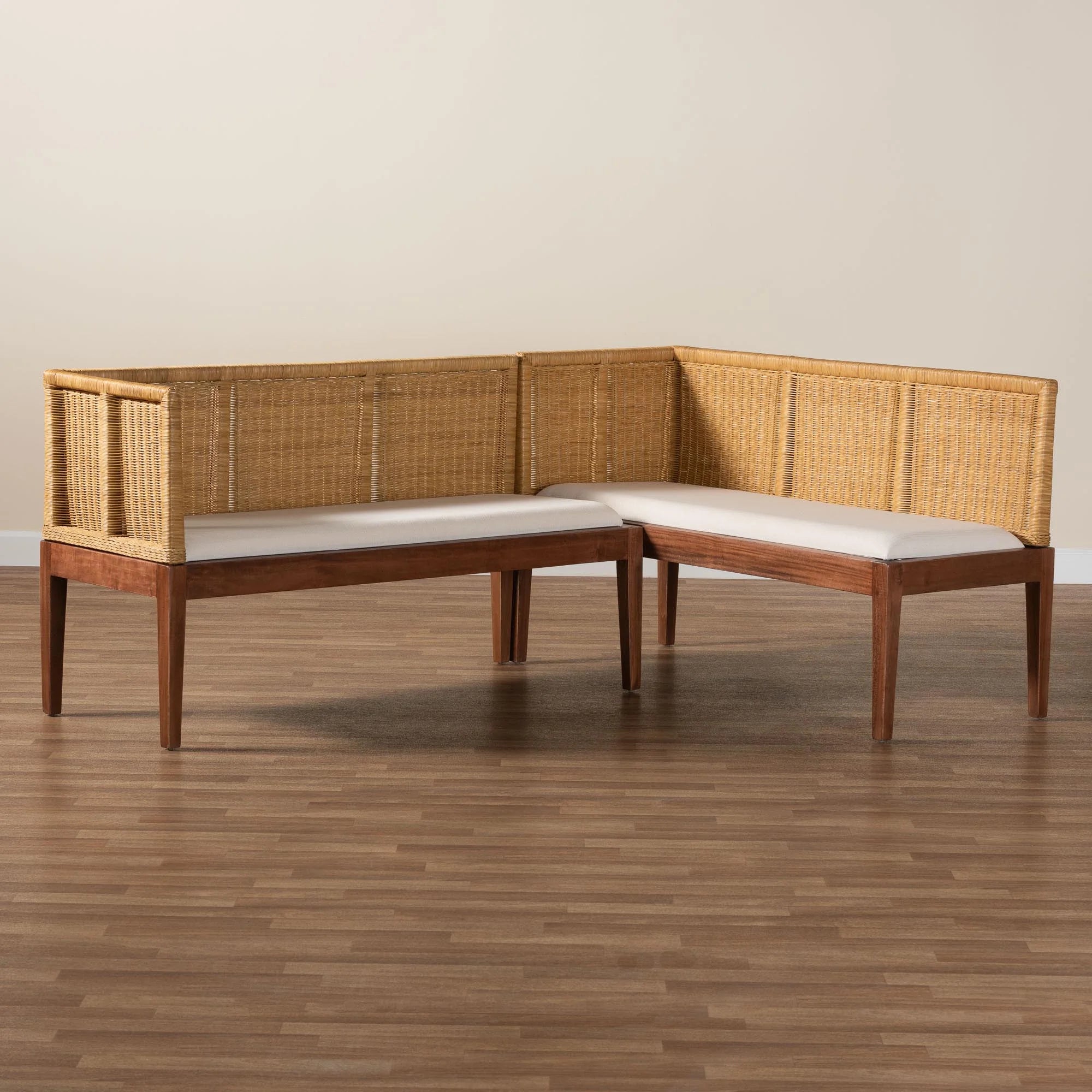 Boho Dining Nook Banquette Set, 2-Piece, Brown R6459