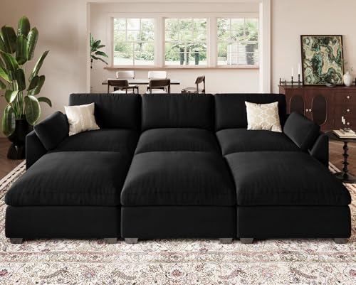 Extra Large Modular Sectional Sofa, 4-Seater L Shaped Couch, Velvet Convertible for Living Room L139