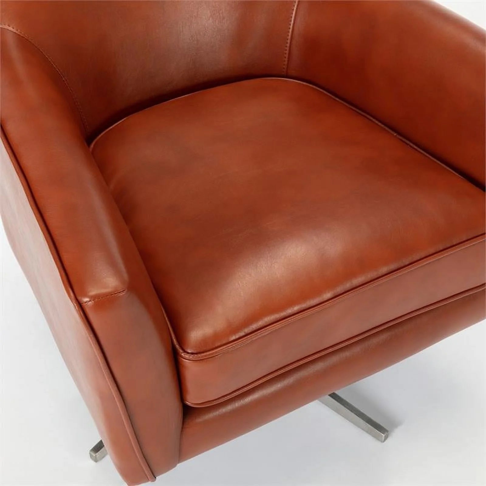 Mid-Century Faux Leather Swivel Armchair H237