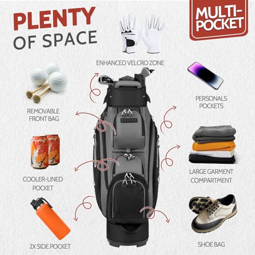 Golf Cart Bag with Full Length Divider and Rain Cover V808575