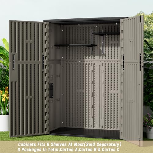 Outdoor Vertical Storage Shed, 57 Cu.ft, Waterproof, Lockable, Brown G868262