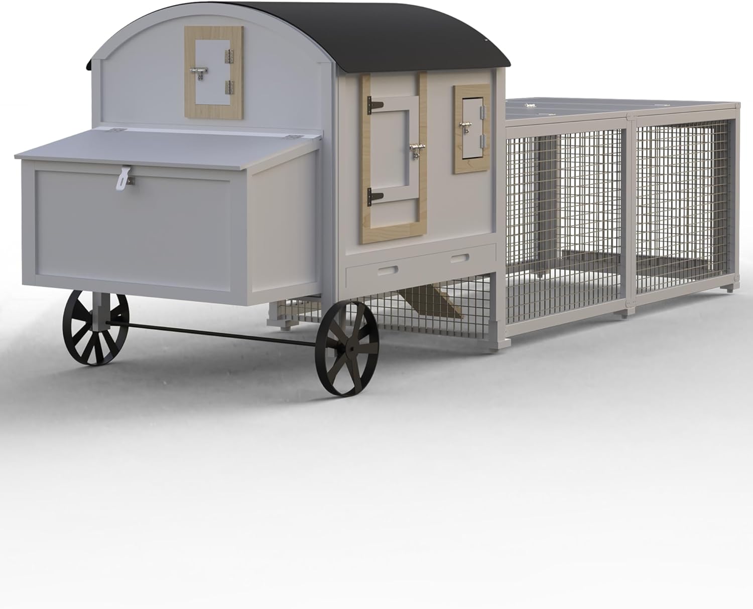 Outdoor Wooden Chicken Coop for 3-5 Chickens with Run and Nesting Box Q511912