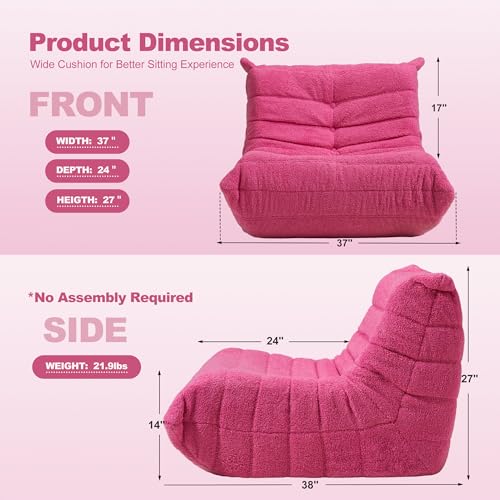Bean Bag Chair for Adults with Memory Foam, Black Plush X409228