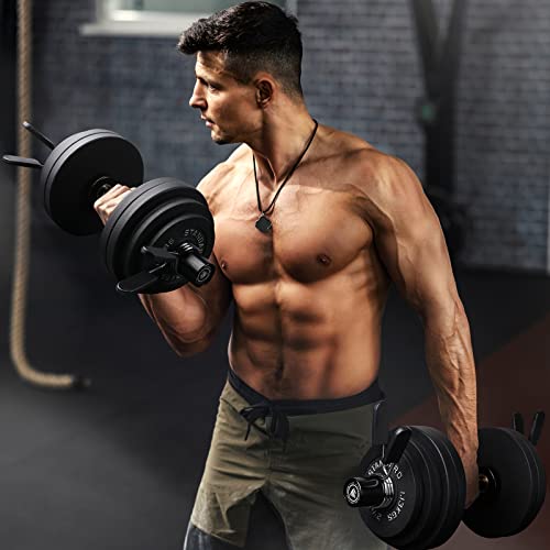 Loadable Dumbbells Pairs with Olympic Bar, Heavy Duty for Strength Training N36706