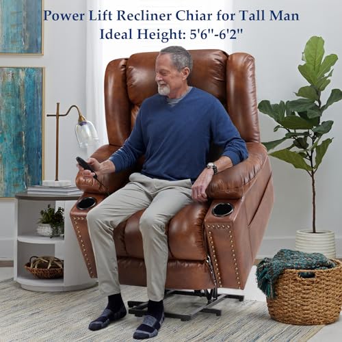 Power Lift Recliner Chair for Elderly with Heat and Massage, Adjustable Positions, Dark Brown P618617