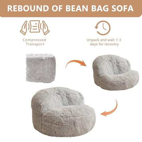 Giant Faux Fur Bean Bag Chair for Adults with Filler T74545