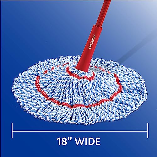 Microfiber Twist Mop with 2 Extra Refills, Hands-Free Wringing, 18-Inch Head, Safe on All Floors U710302