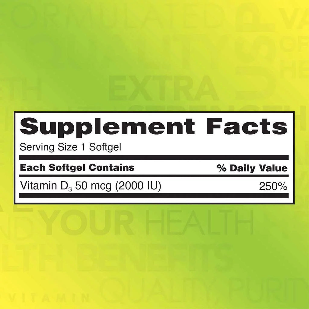 Vitamin D3 2000 I.U. Softgels, 1200 Count D804