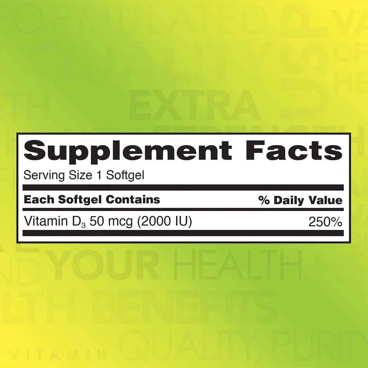 Vitamin D3 2000 I.U. Softgels, 1200 Count D804