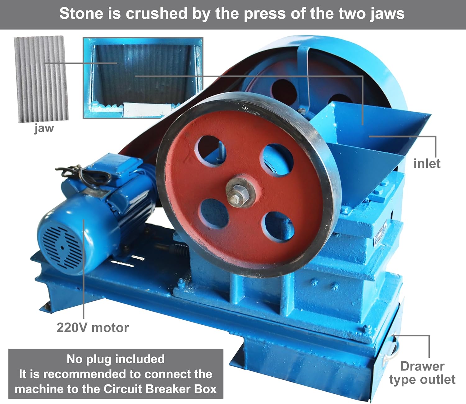Jaw Crusher Grinding Machine for Stone Rock Concrete 220V H668
