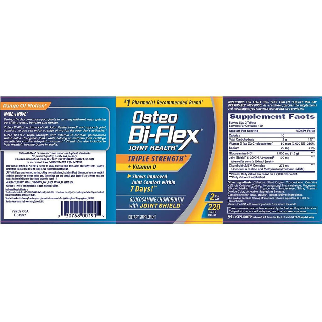 Triple Strength Joint Supplement with Vitamin D, 220 Count U536