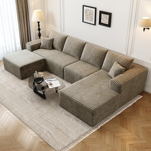 Modular Sectional Sofa with Ottoman, U-Shaped Deep Seat Couch for Living Room O870