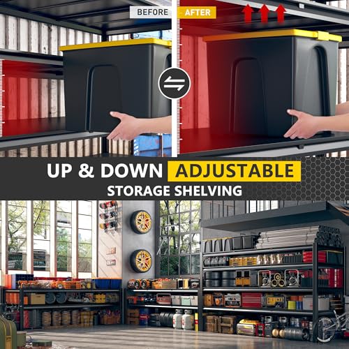 60" W Garage Shelving, 5-Tier Heavy Duty Metal Storage Shelves B8137