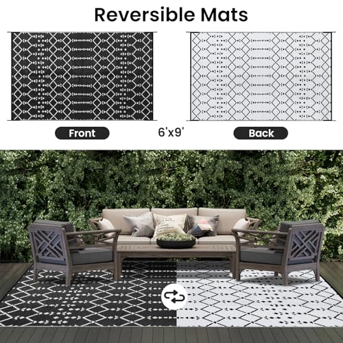 Waterproof Outdoor Rug 5x8 ft, Reversible Plastic Straw Patio Mat Z2613