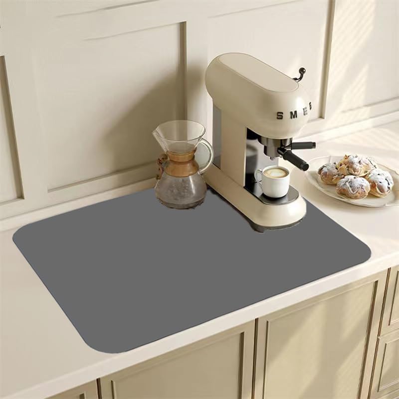 Marble Coffee Bar Mat Dish Drying Mat for Kitchen Counter, 11.8"x15.7" Diatomite Absorbent Non-slip Quick Drying A21137