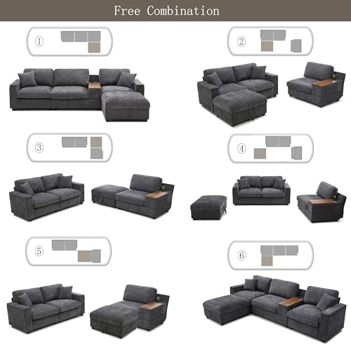 Modular Sectional Sofa with Ottoman, U-Shaped Lounge Couch H930