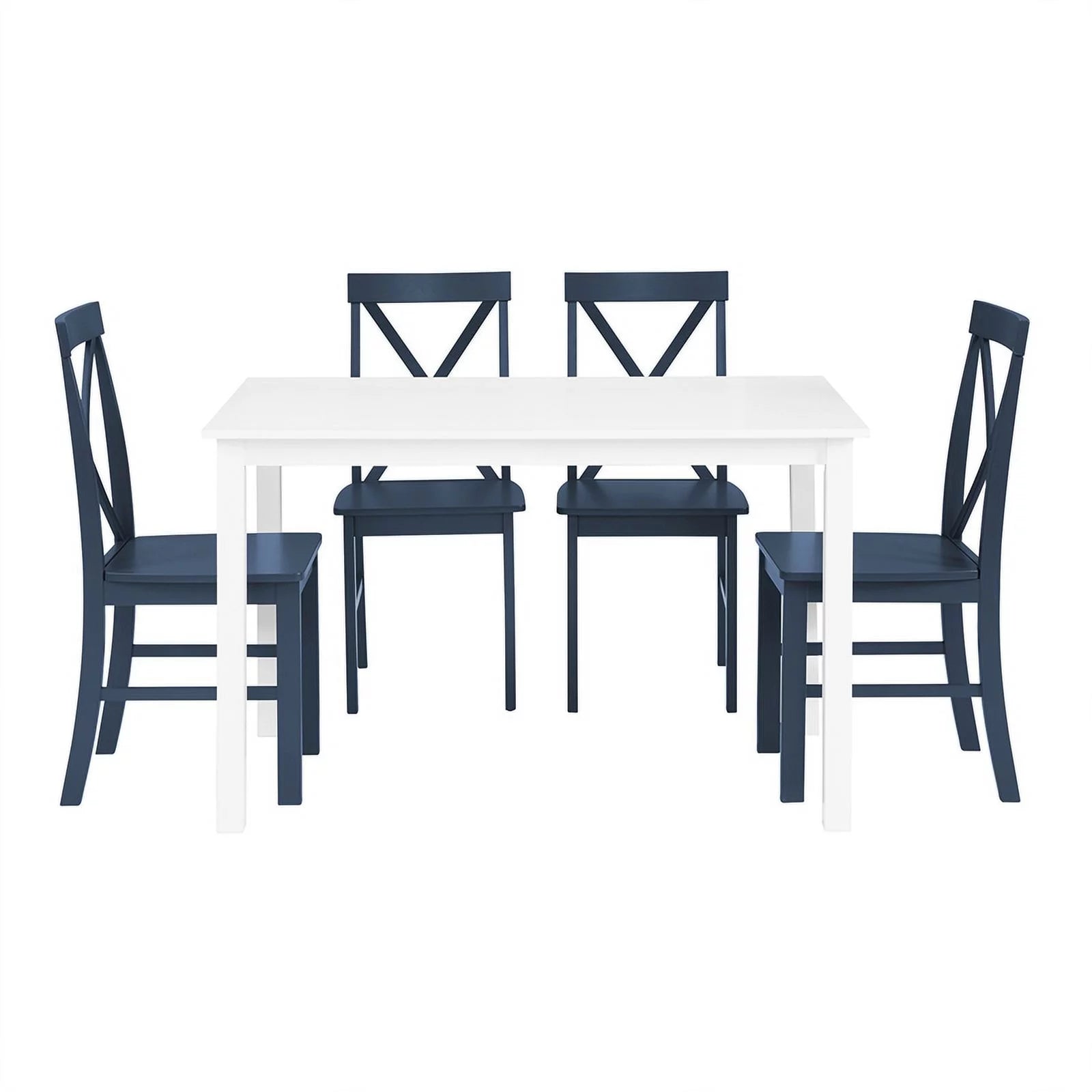 Farmhouse Engineered Wood Dining Set, 5-Piece, White/Navy C178213