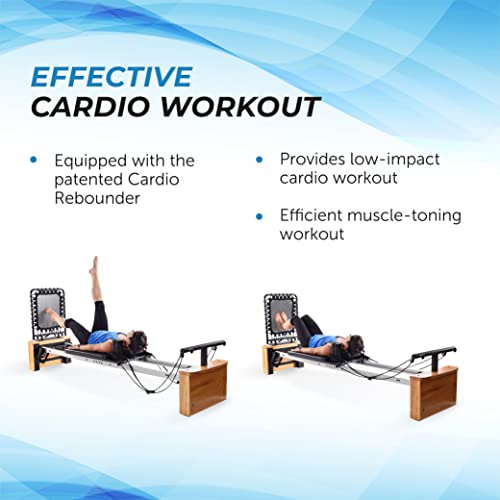 AeroPilates Pro Reformer Whole Body Resistance Padded Pilates Machine with Cardio Rebounder for Home Workouts S909