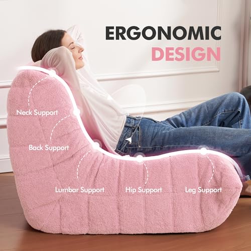 Bean Bag Chair for Adults with Memory Foam, Black Plush X409228