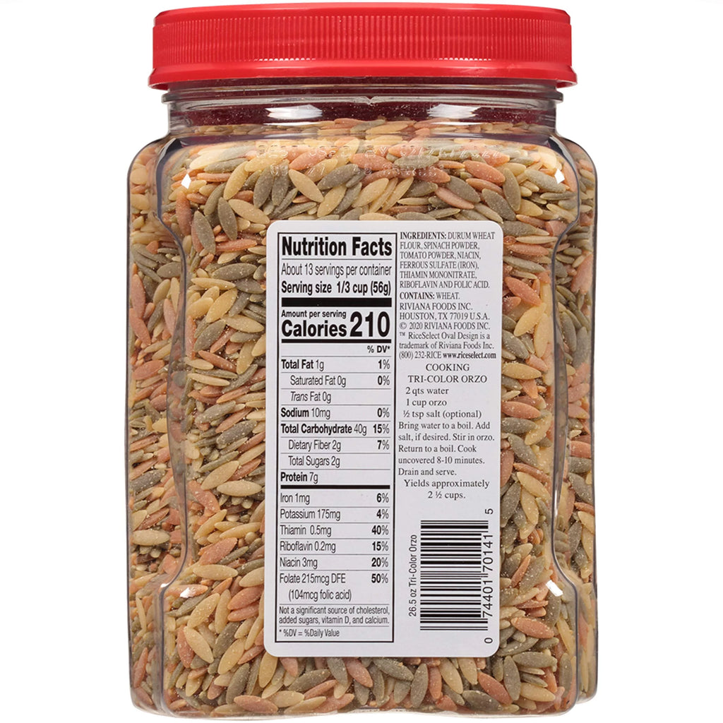 Tri-Color Orzo Pasta, Non-GMO, 26.5 oz (Pack of 4) A891