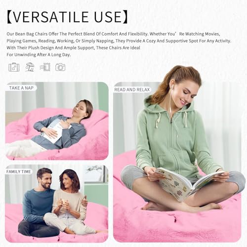 Bean Bag Chair for Adults 3FT, Soft Removable Cover, Light Gray X3039