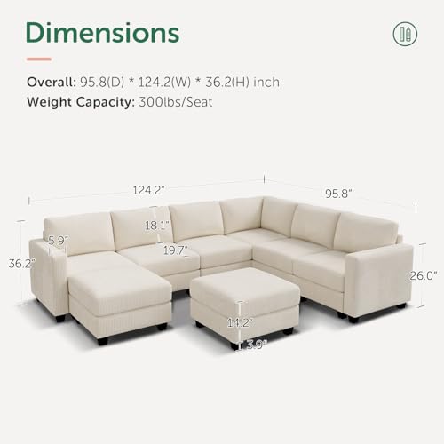 Corduroy Modular Sectional Couch with Storage, L-Shaped, 6 Seater, Dark Gray X823135
