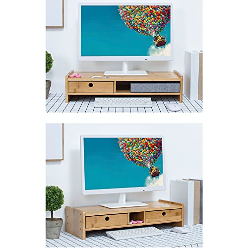 Bamboo Monitor Stand Riser with Adjustable Desktop Shelf L211