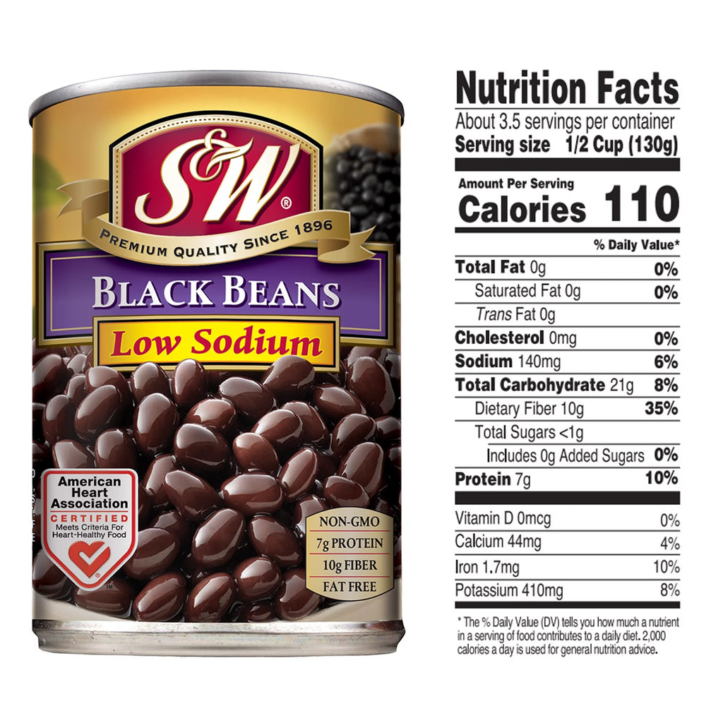 Low Sodium Canned Black Beans, 15 oz (12 Pack) O64492