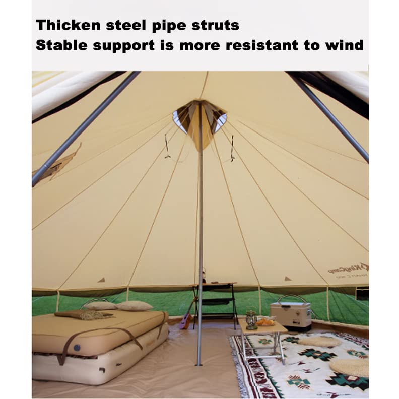 Canvas Bell Tent with Stove Jack, 4 Season Waterproof Glamping Tent for Family Camping Z34980