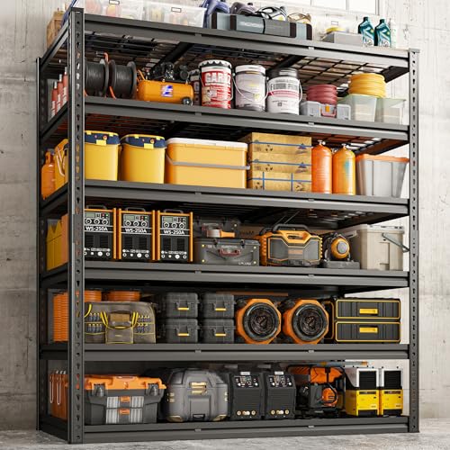 60" W Garage Shelving, 5-Tier Heavy Duty Metal Storage Shelves B8137