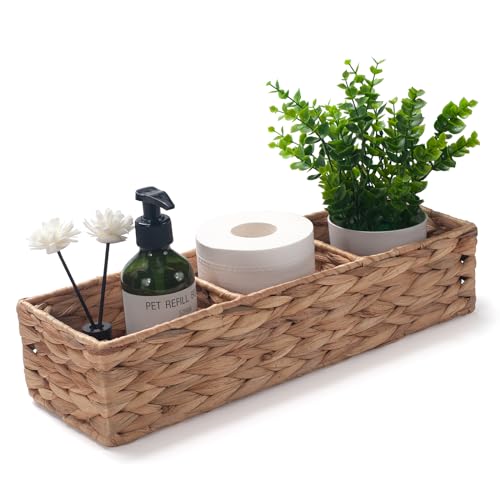 Water Hyacinth Toilet Tank Basket with 3 Dividers Z283806
