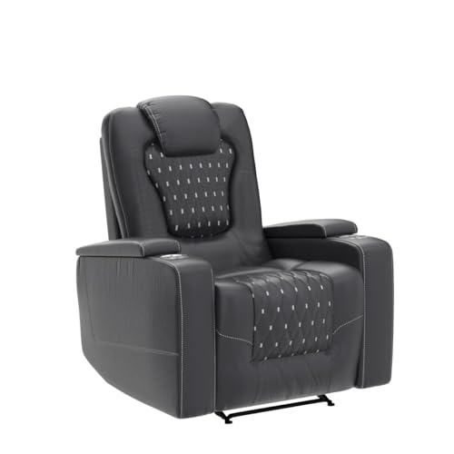 Recliner Chair with USB Ports and Cup Holders, PU Leather, Red F8675