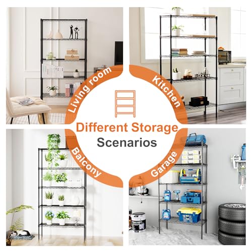 4-Shelf Storage Shelving Unit, Adjustable Metal Wire Racks, Heavy Duty Standing Shelf Organizer W583383