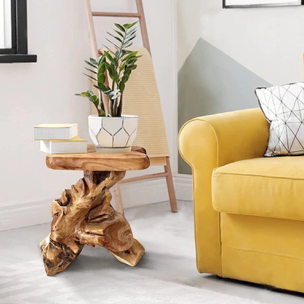 Irregular Tree Stump End Table Plant Stand Solid Cedar Wood K73661