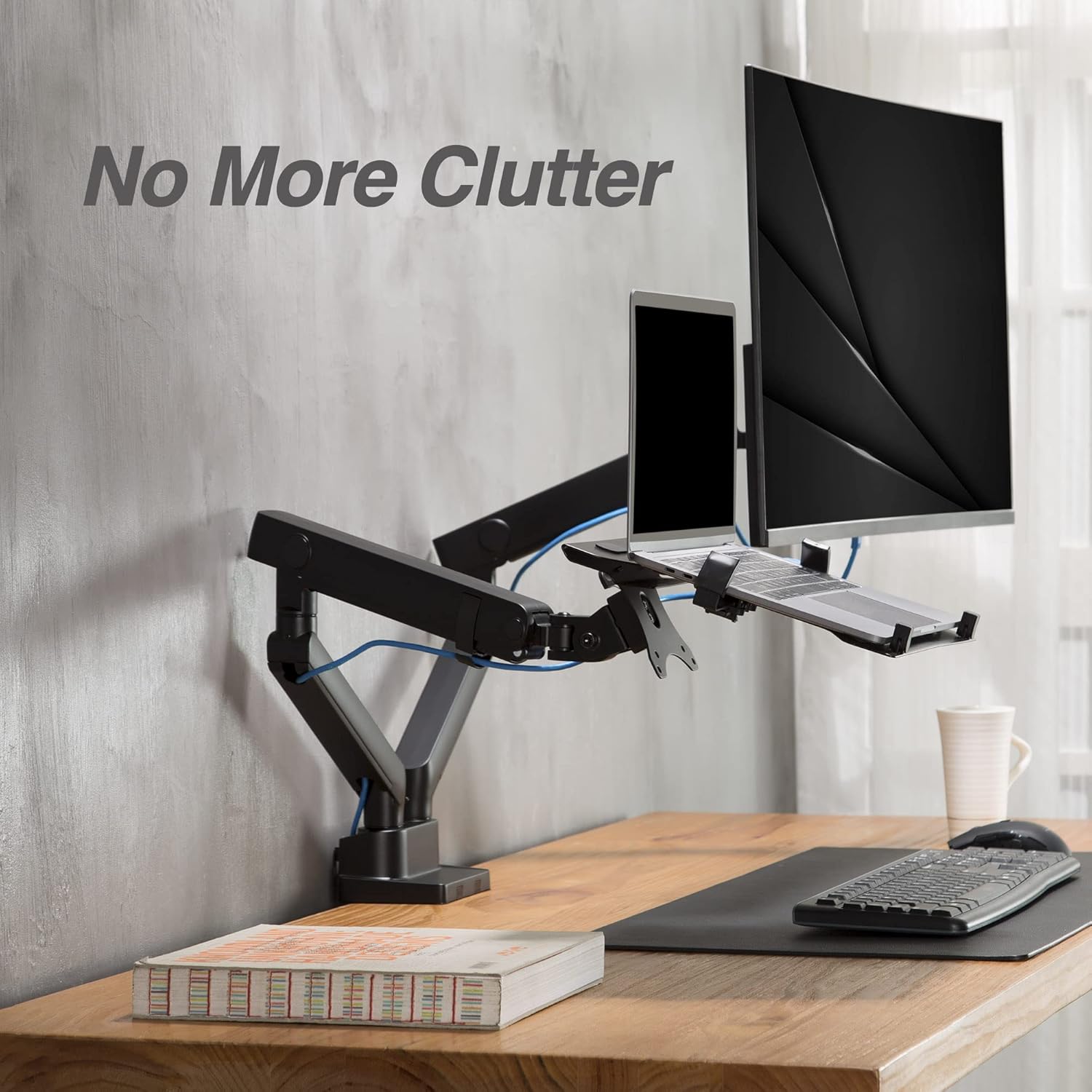 Laptop and Monitor Arm for 15.6" Notebook and 32" Monitor, Dual Full Motion Adjustable Arms W796351