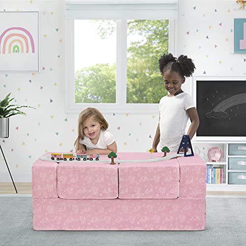 Convertible Sofa & Play Set for Kids and Toddlers with 2 Ottomans, Grey J8536