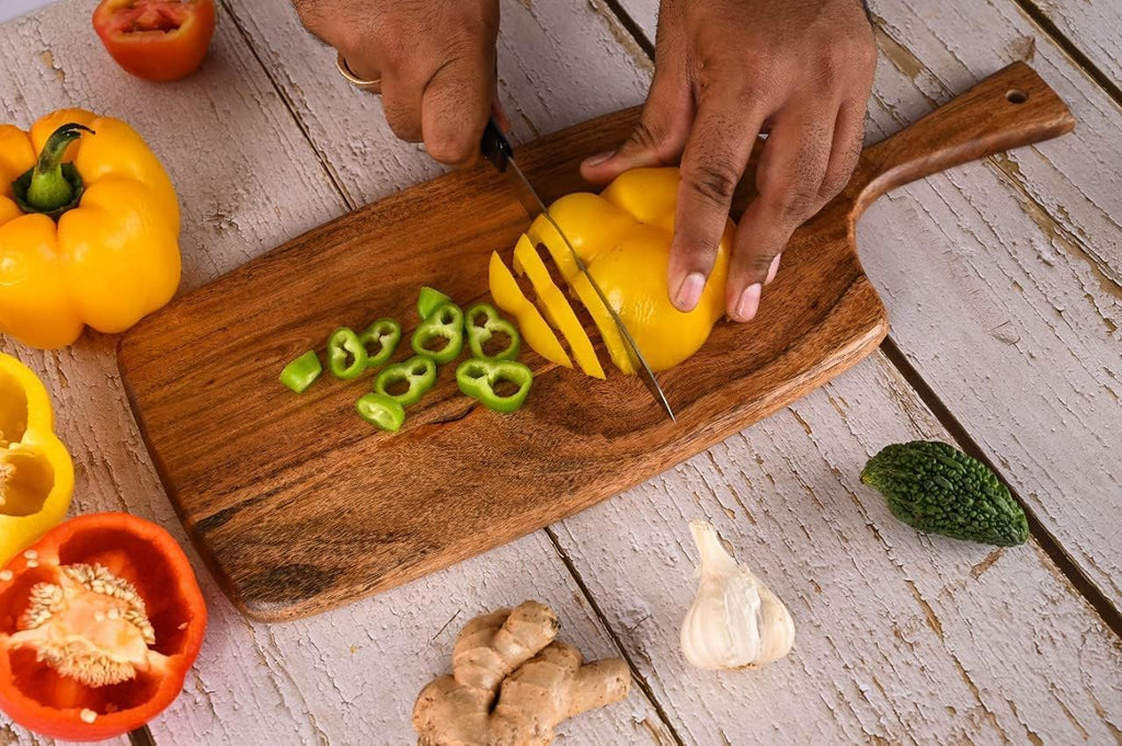 Acacia Wood Cutting Board for Kitchen Chopping and Serving, 17 by 7 Inches O22631