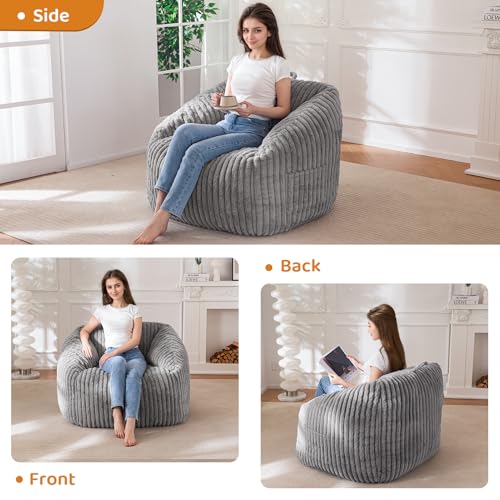 Giant Bean Bag Chair for Adults and Kids, Floor Sofa, Grey D679