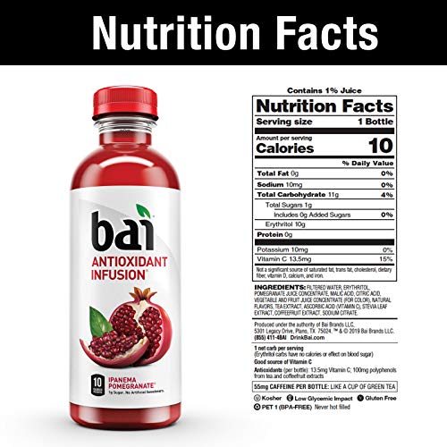 Coconut Flavored Water, Antioxidant Infused Drinks, 18 fl oz Bottles (Pack of 12) H909