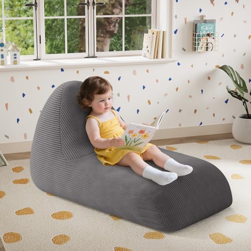 Unicorn Bean Bag Chair for Kids with Filler, Corduroy Floor Lounger, Pink W9694