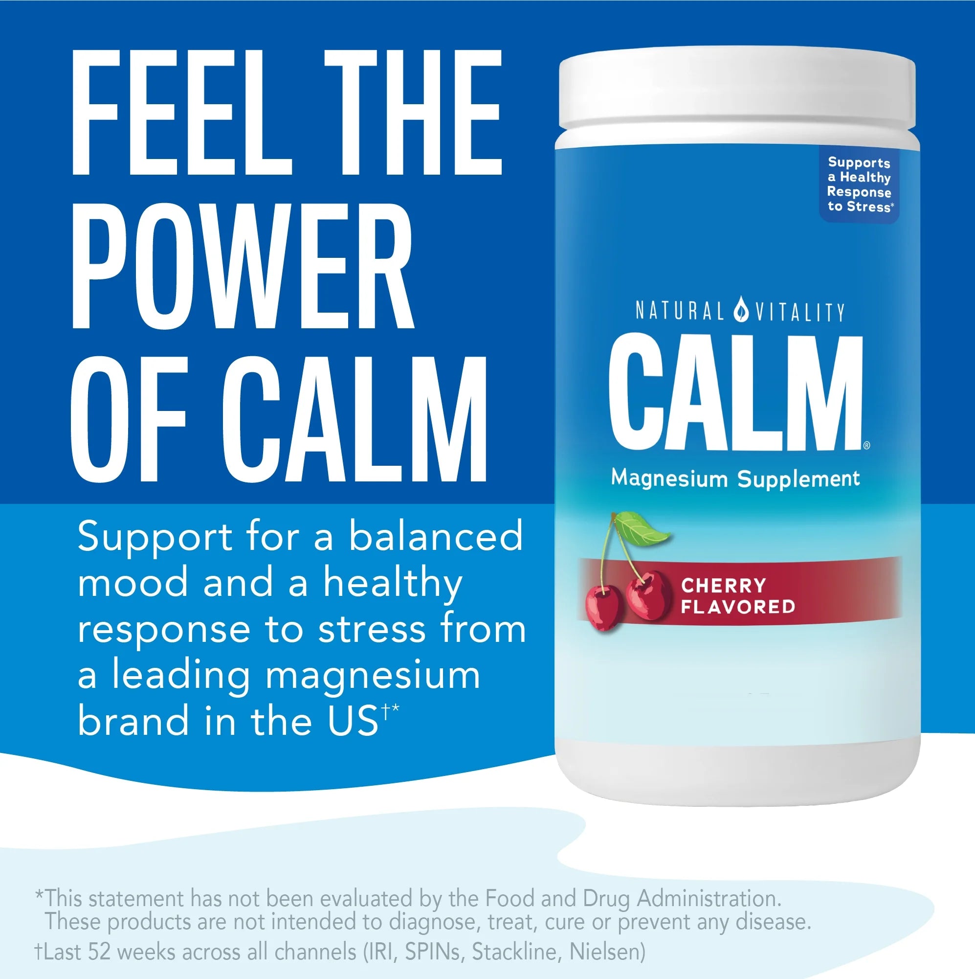 Magnesium Powder Supplement for Stress Relief, Cherry, 16 Ounces T811703