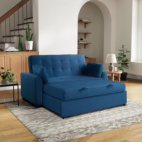 Convertible Sleeper Sofa, Queen Size, Navy Q5867