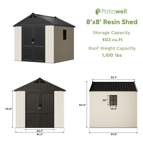 Outdoor Plastic Storage Shed with Floor, Window and Lockable Door A4787