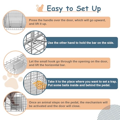 Live Animal Cage Trap 32" Steel Catch Release Humane Rodent Cage V922444