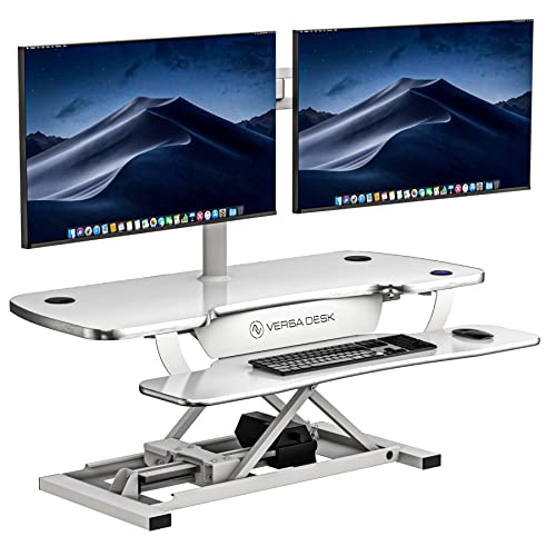 Electric Standing Desk Converter, Height Adjustable Sit to Stand Riser, Dual Monitor Workstation, Black Z74939
