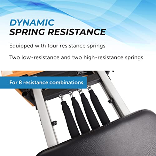 AeroPilates Pro Reformer Whole Body Resistance Padded Pilates Machine with Cardio Rebounder for Home Workouts S909