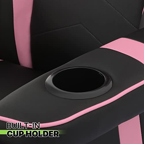 360° Swivel Gaming Recliner Chair, Ergonomic PU Leather with Adjustable Backrest, Footrest, Cup Holder M2617