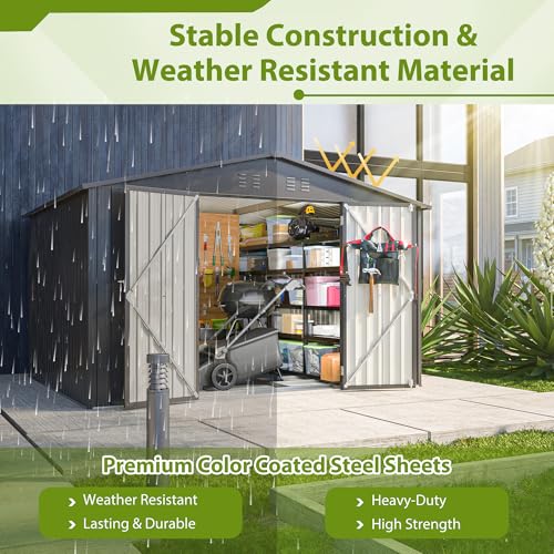 Outdoor Storage Shed, Heavy-Duty All-Weather Tool Shed with Lockable Doors C3585